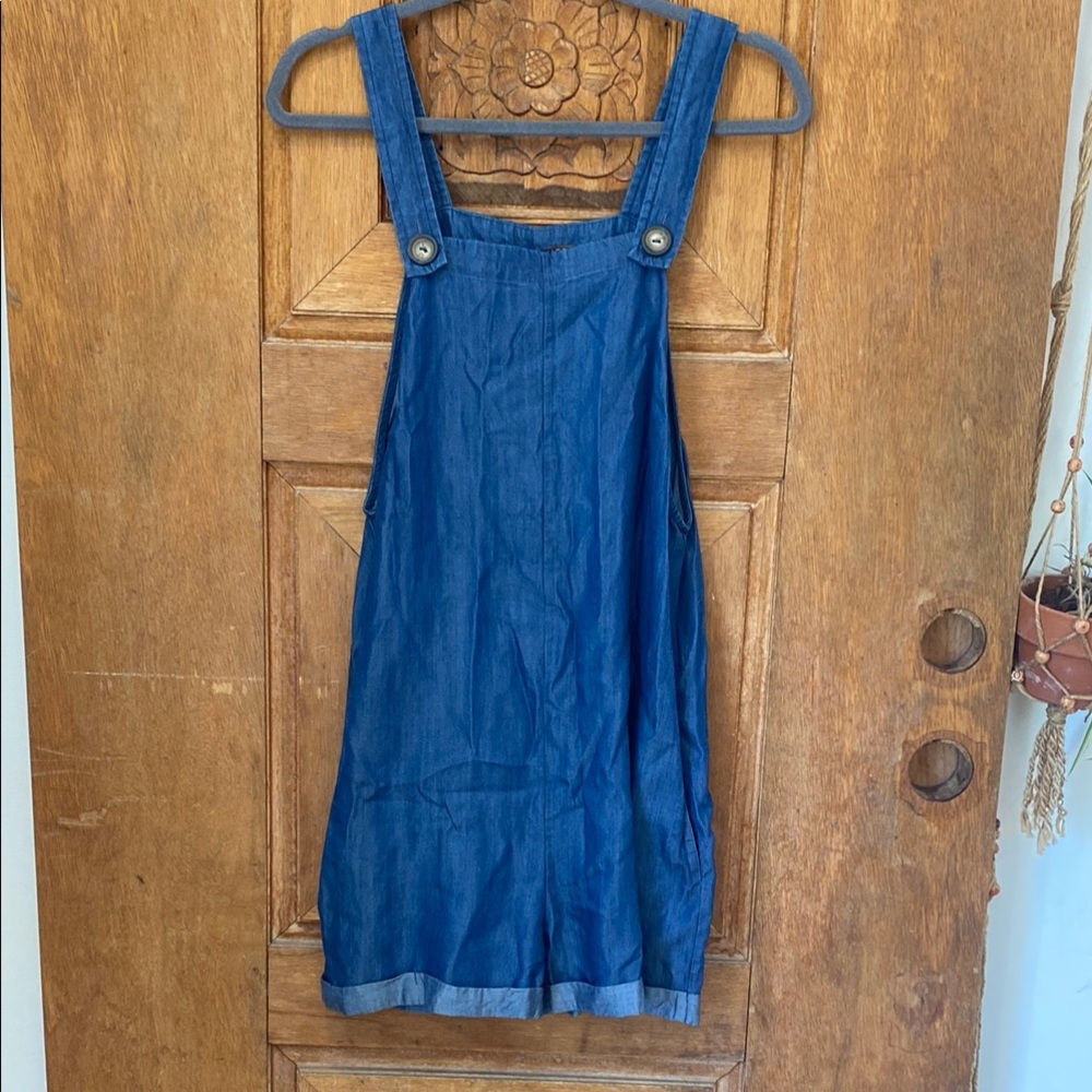 NWT LA Relaxed tencel overall romper jumpsuit Blue Denim SMALL